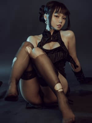 七月喵子 - 黑旗袍_15
